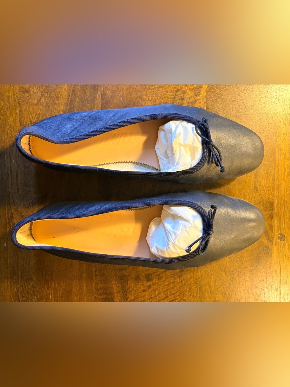 J Crew navy leather ballet flats